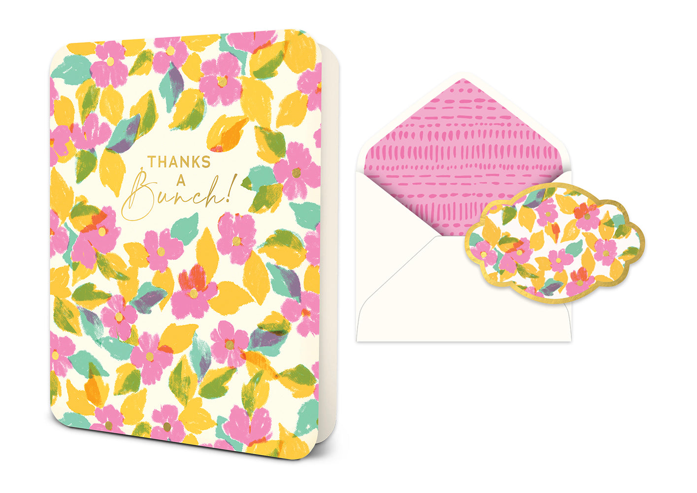 Floral thank you card with matching envelope and sticker
