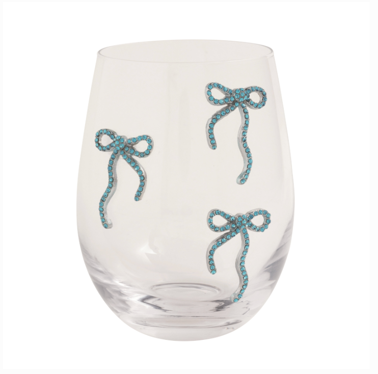 Three Bows Beaded Wine Glass