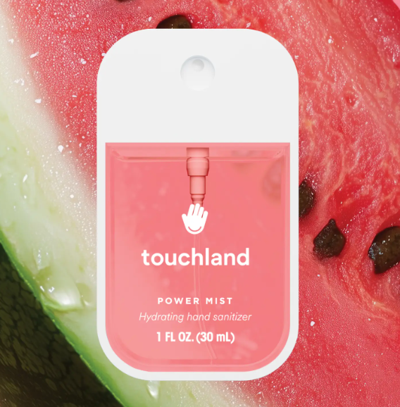 Touchland Power Mist watermelon hydrating hand sanitizer spray bottle