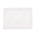 A white rectangular embossed panel featuring a dense relief of tulips and foliage with slightly irregular organic edges