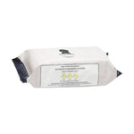 Noodle & Boo Ultimate Cleansing Cloths, a white package of baby wipes with dark blue side accents, featuring a label with three yellow ducklings and text 'whisper of crème douce fragrance' for face body and bottom