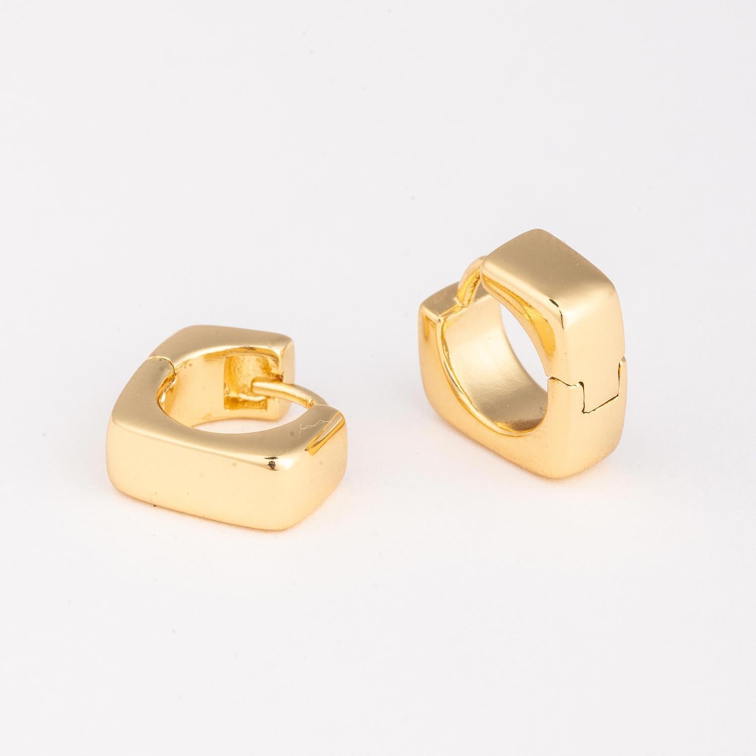 Pair of gold square hoop earrings