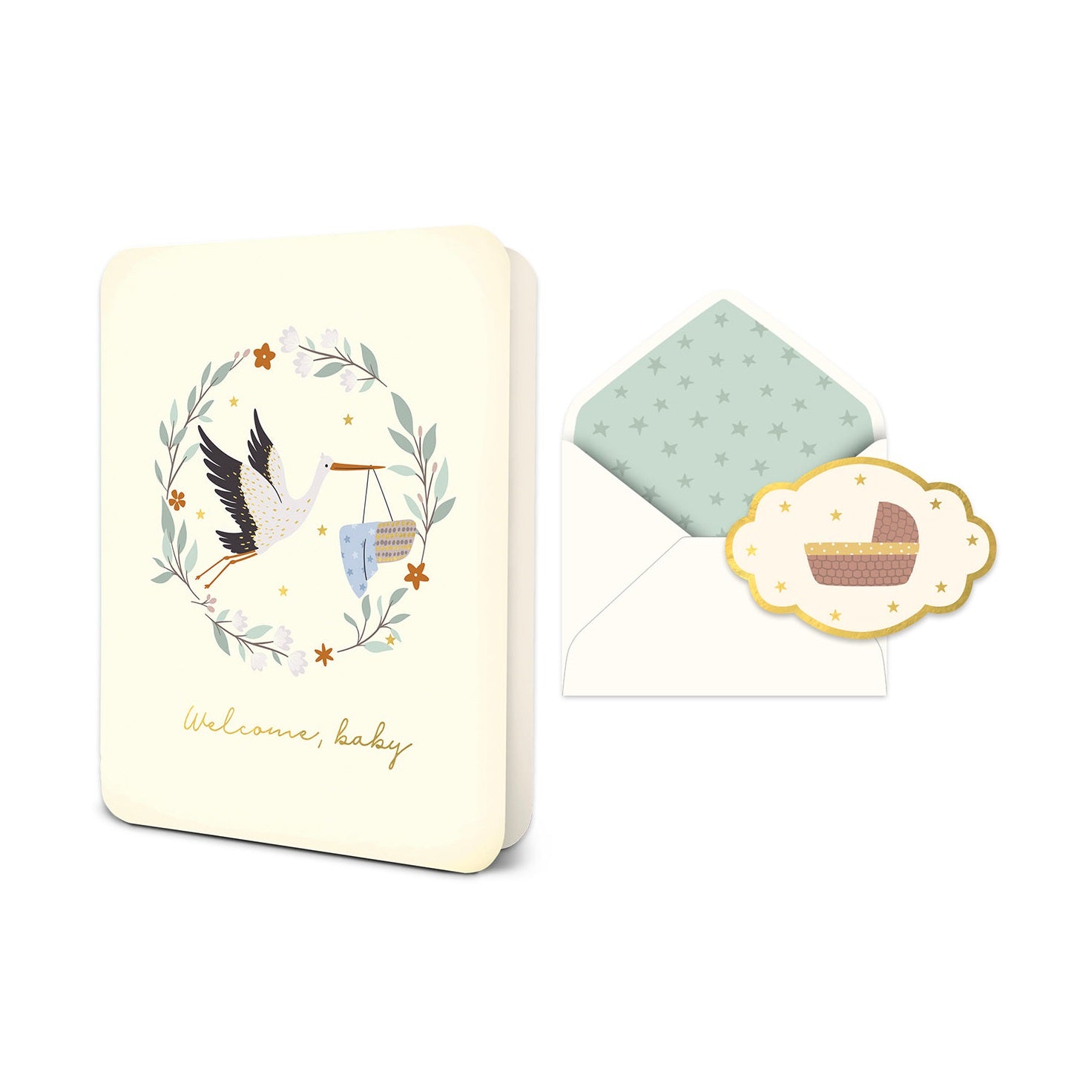 Welcome Baby Stork Deluxe Greeting Card