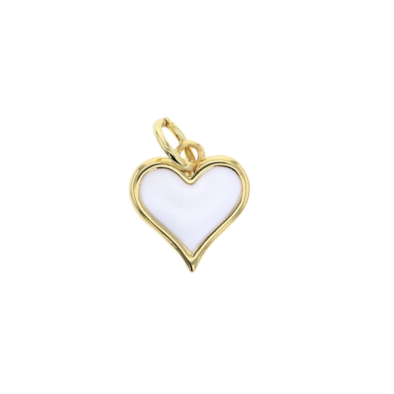 White Enamel Heart Charm