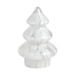 Glass clear three-tiered Christmas tree with intricate internal white swirled patterns