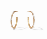 Gold hoop earrings with embedded clear crystals