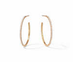 Gold hoop earrings with embedded clear crystals