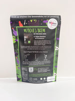 Back of Witches Brew cocktail mix pouch with preparation instructions and nutrition facts