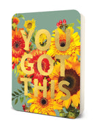 Notebook with floral background and gold foil text reading You Got This