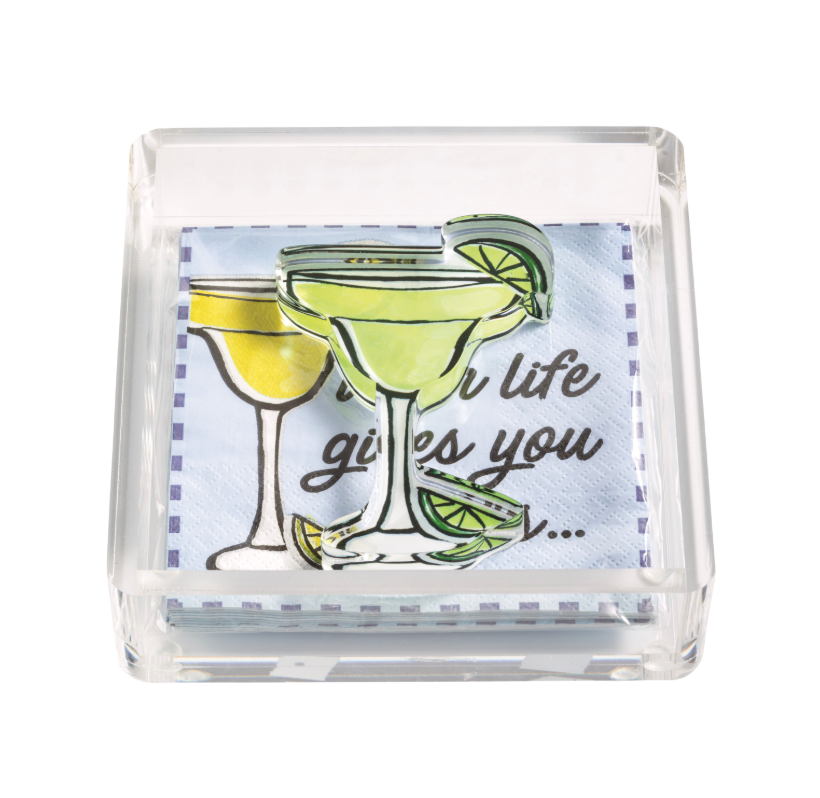 Margarita Acrylic Napkin Caddy & Weight Set