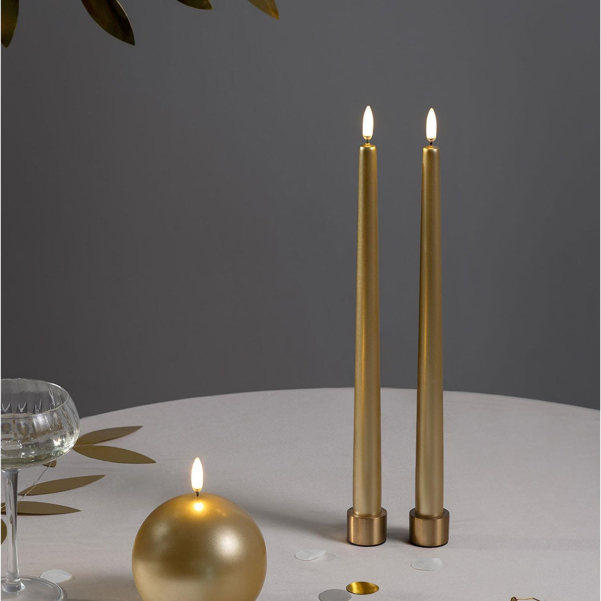 LED Gold Taper Candle