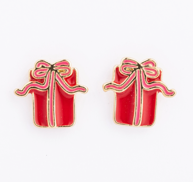 Red Present Earrings