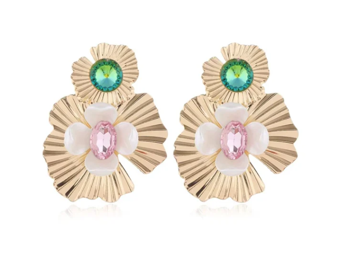 Pink/Gold Zara Statement Earrings