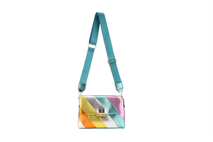Metallic Stripe Crossbody- Aqua