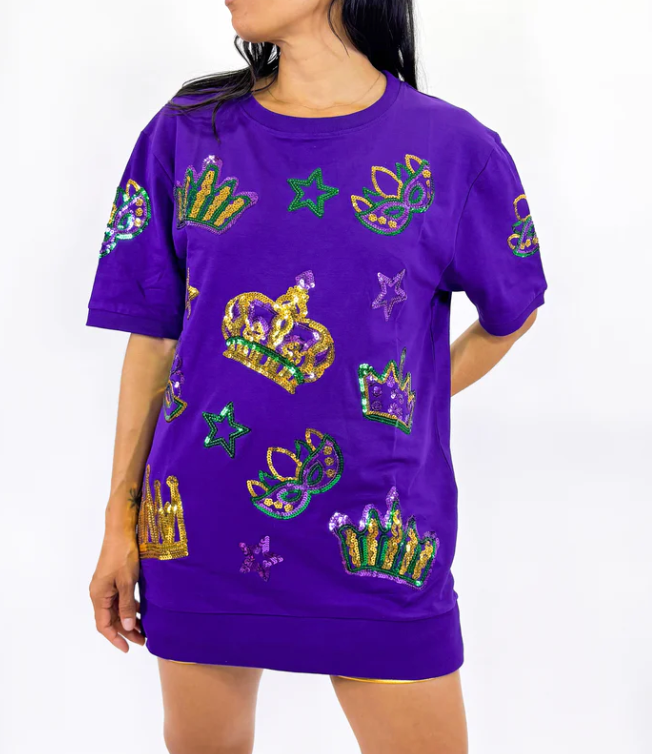 Short Sleeve Purple Crown Pullover