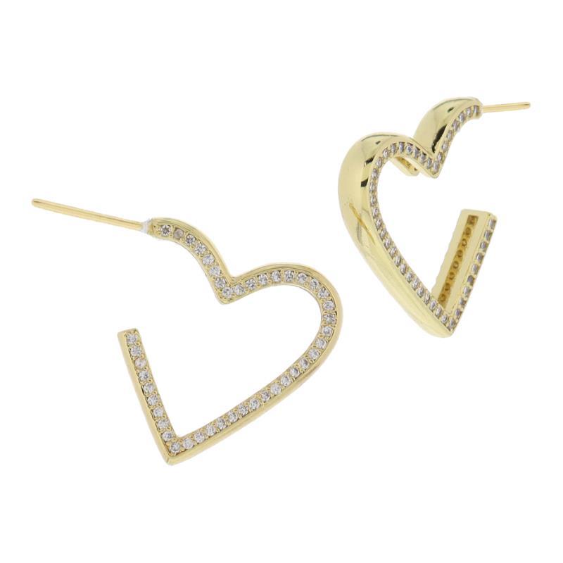 Heart Hoop with Pave Crystal Edges Earrings