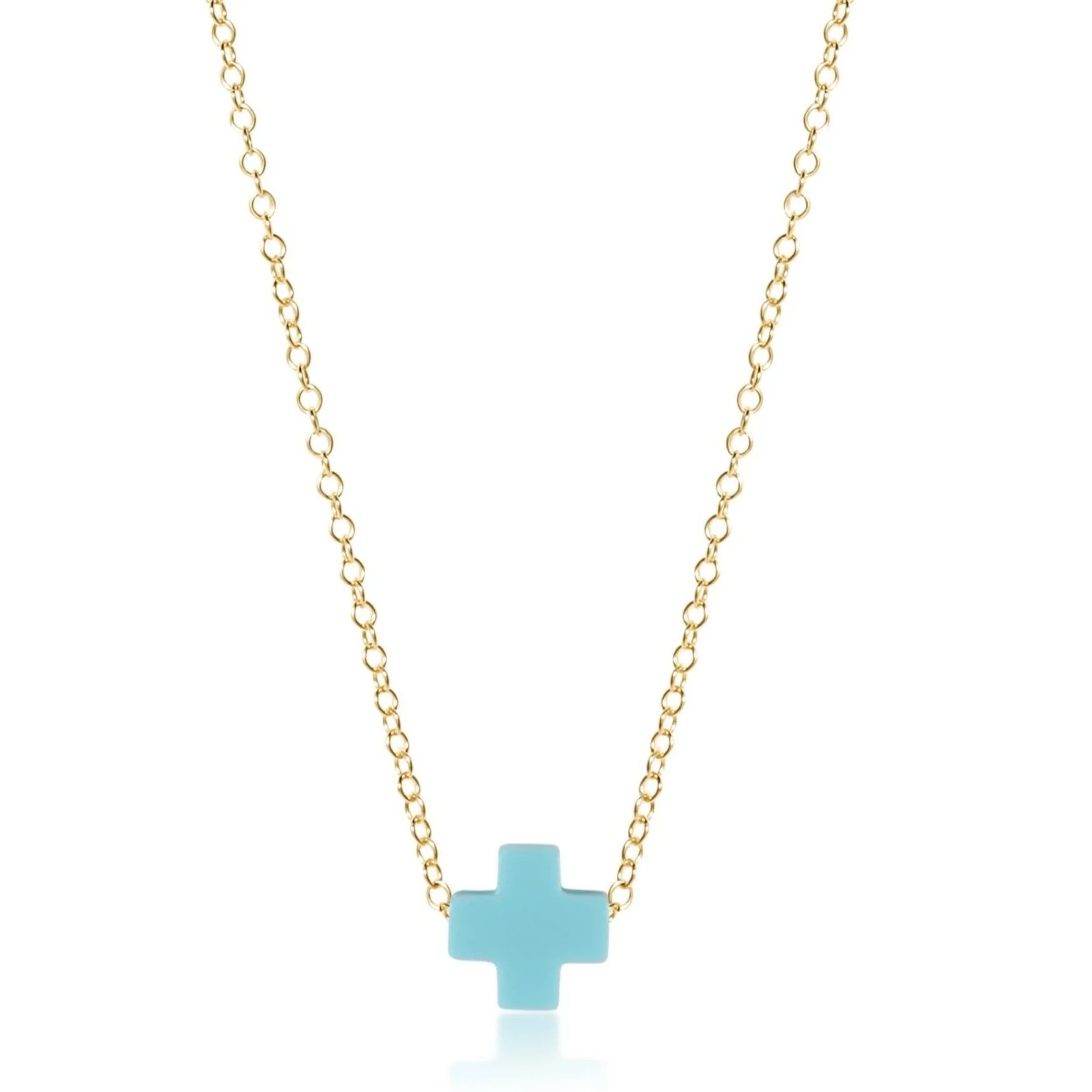Signature Cross Turquoise 16"- Necklace Gold