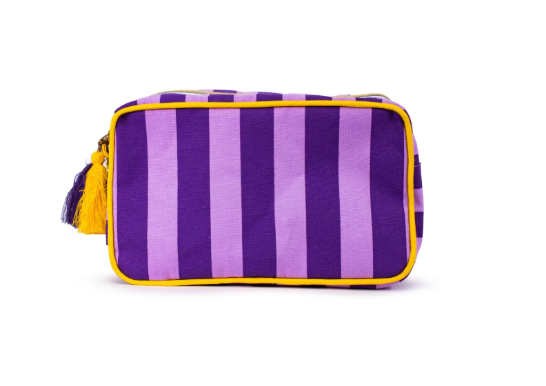 Purple/Gold Stripe Cosmetic Case