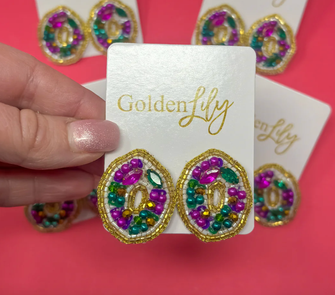 MG King Cake Stud Earrings