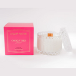 Aroma Avenue 'Good Vibes' candle and packaging on a white background