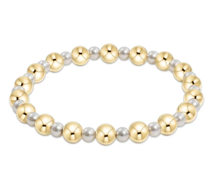 Pearl Grateful Pattern 4mm Bead Bracelet 6mm Gold