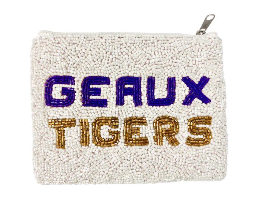 White Geaux Tigers Coin Purse