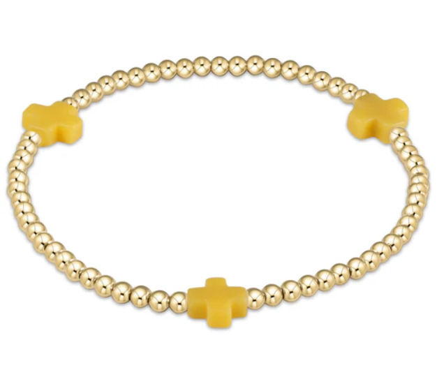 Cross Gold Bead 3mm Bracelet