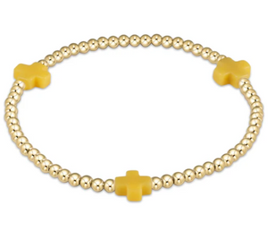 Cross Gold Bead 3mm Bracelet