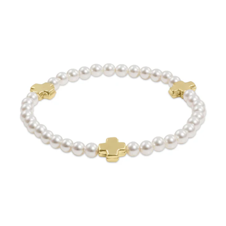 Signature Cross 4mm Pearl Bracelet