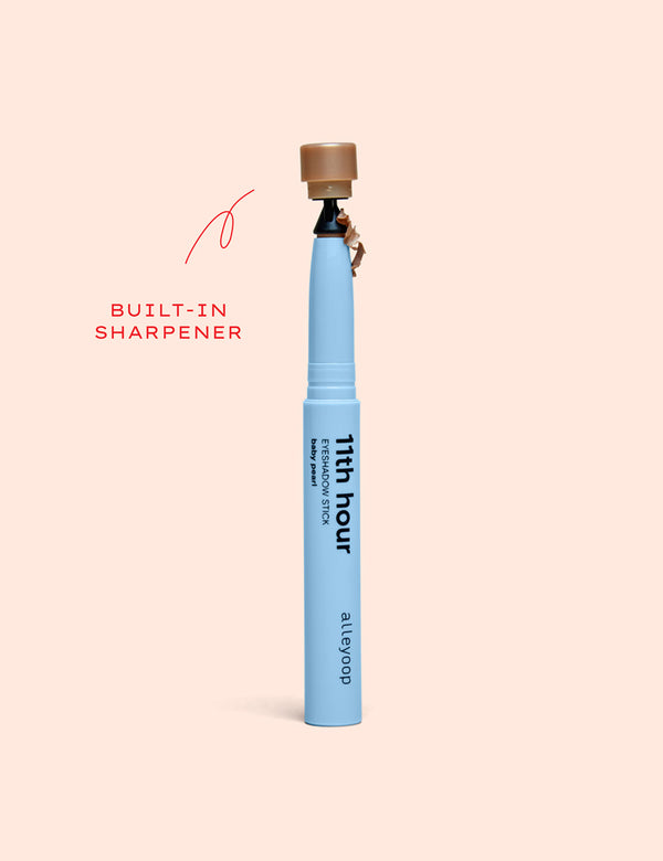 Light blue eyeshadow stick with a built in sharpener on the cap