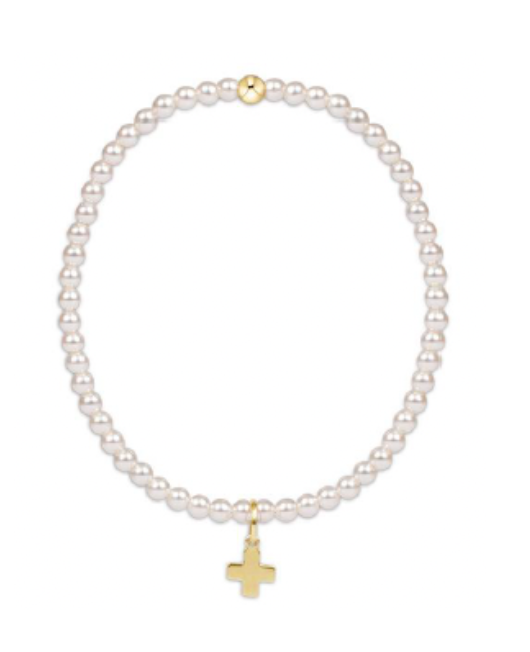 Classic Pearl 3mm Bead Bracelet Signature Cross
