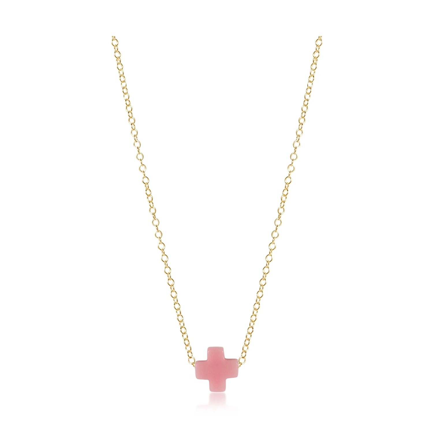 Signature Cross Pink- 16" Necklace Gold