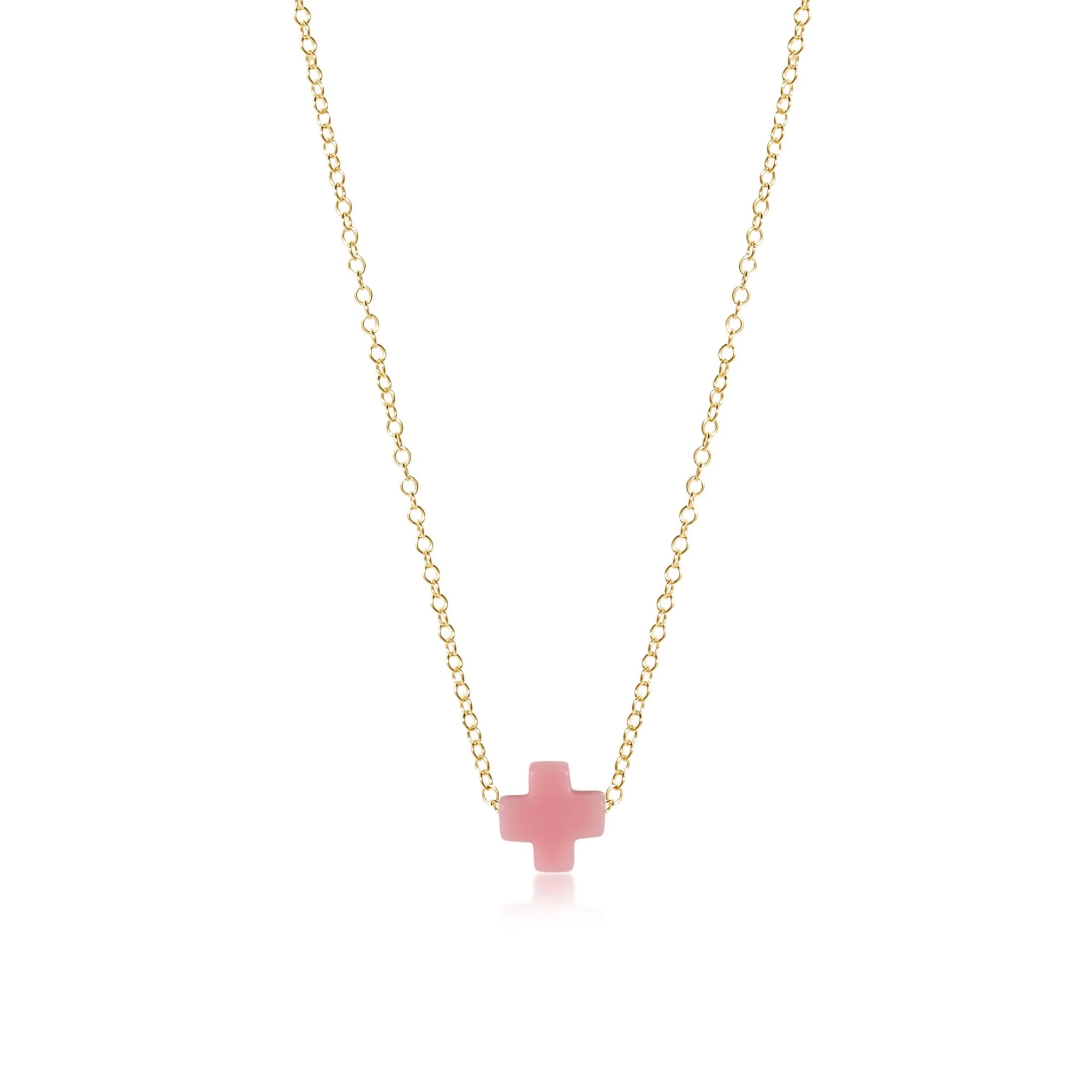 Signature Cross Pink- 16" Necklace Gold