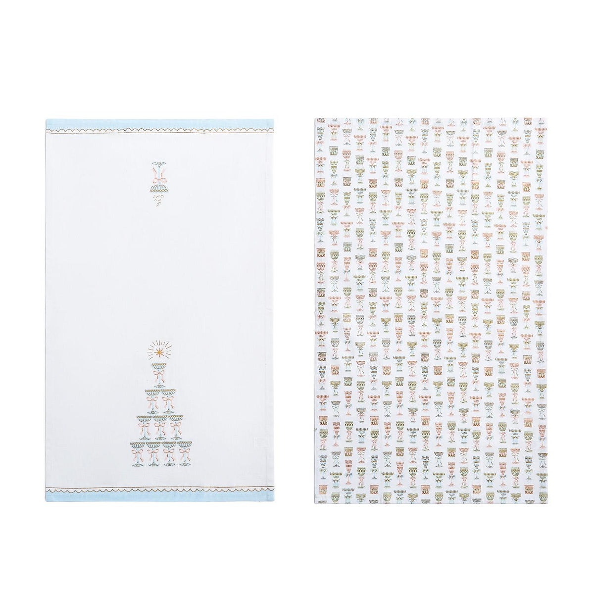 Cheers! Set of 2 Champagne Dish Towels - Blue