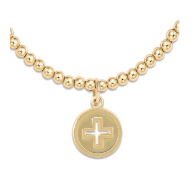 Classic Gold 3mm Bead Bracelet Signature Cross Gold