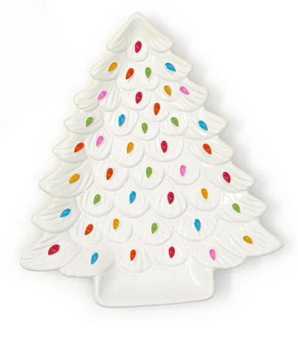 Decked Out Vintage Tree Plate- White