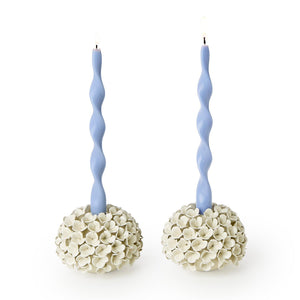 White Hydrangea Bud Vase / Taper Candle Holder (Sold Separately)