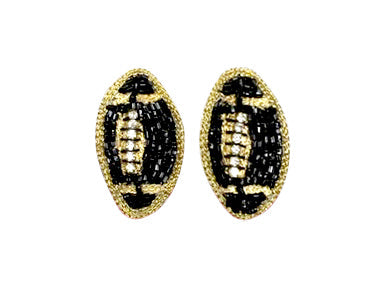 Beaded Football Stud Earring