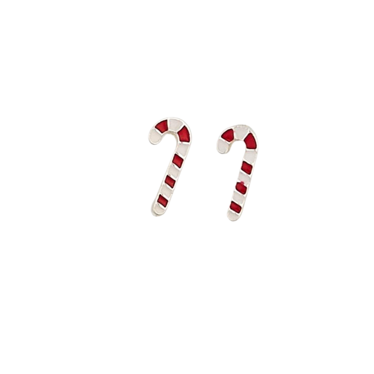 Candy Cane Enamel Stud Earrings