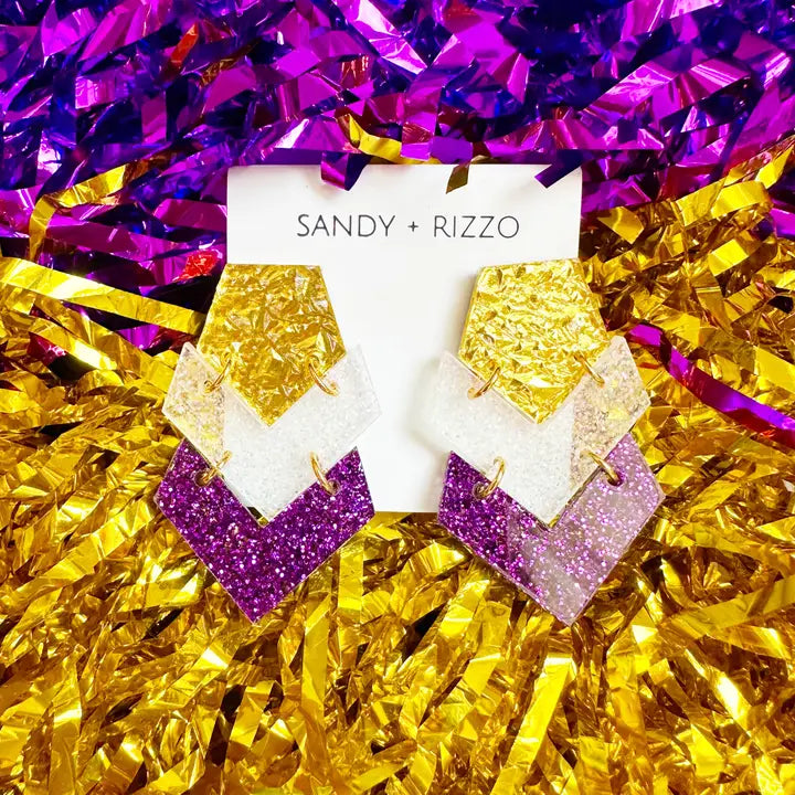 Purple, White, Gold Dani Earring