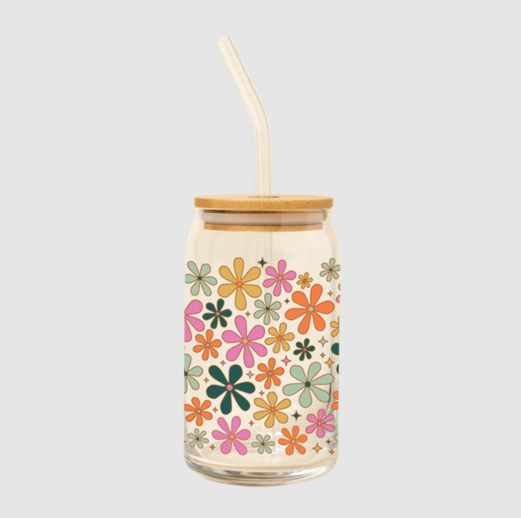 Glass w/Lid & Straw Betty Bloom