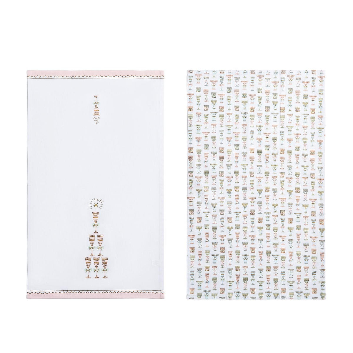 Cheers! Set of 2 Champagne Dish Towels - Pink