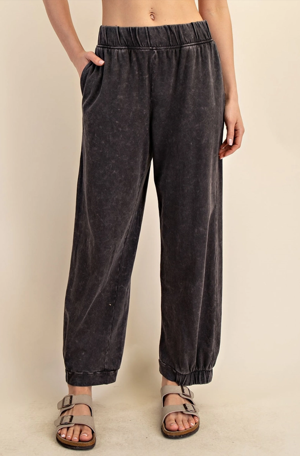 Black Mineral Washed Pants