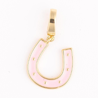 Pink Horse Shoe Charm