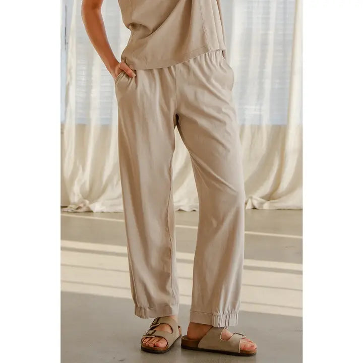 Lt Taupe Mineral Washed Pants