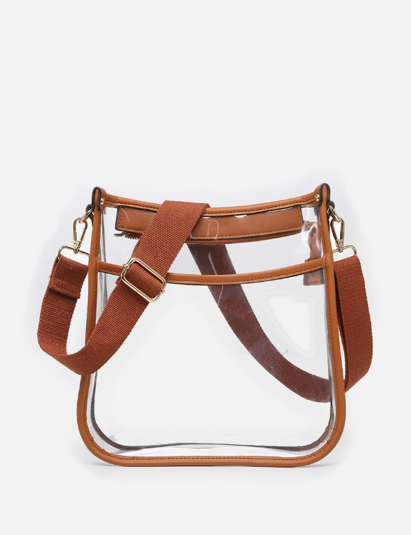 Brown Posie Clear Crossbody