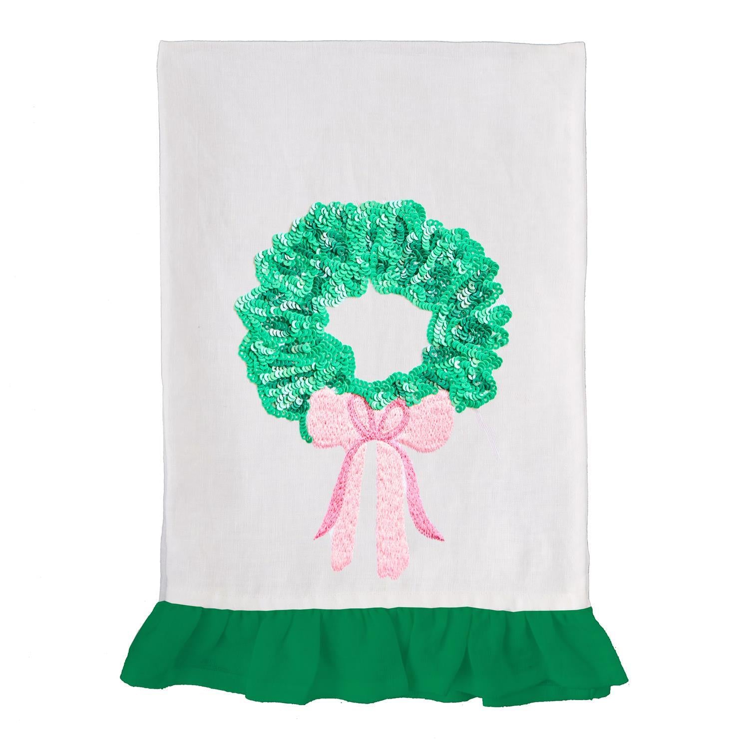 Sequin Wreath Tea Towel