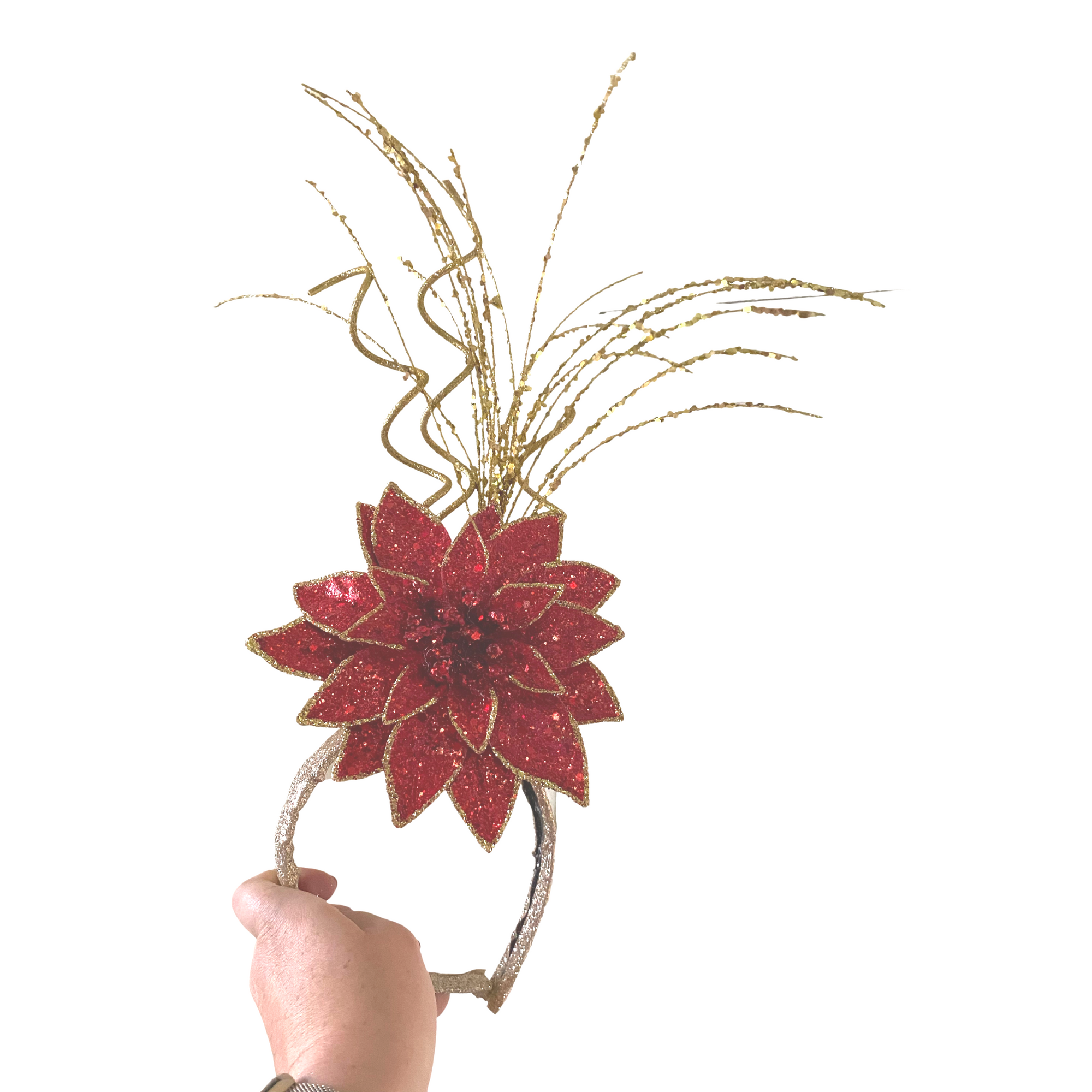 Red Poinsettia Headpiece