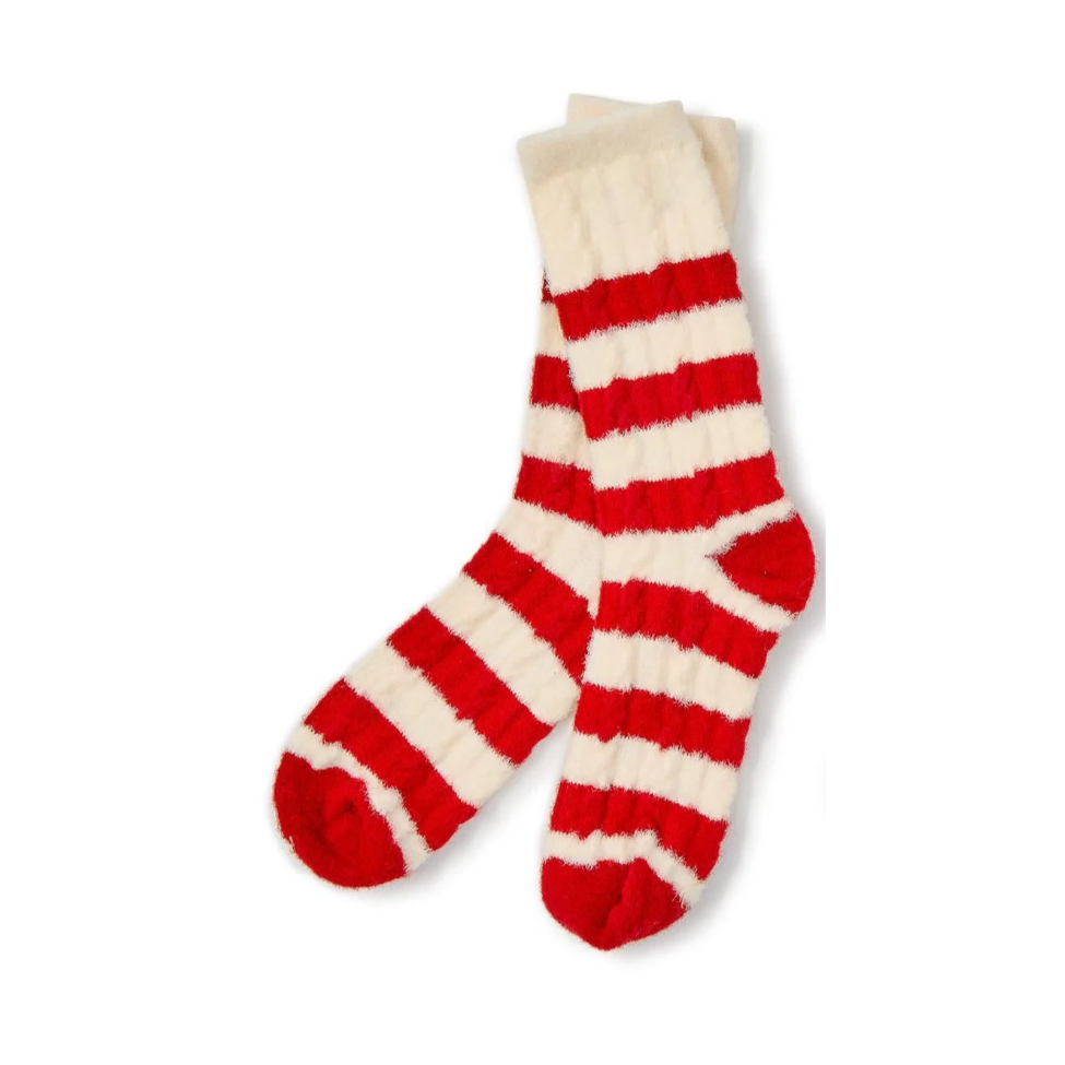 White & Red Stripe Sock