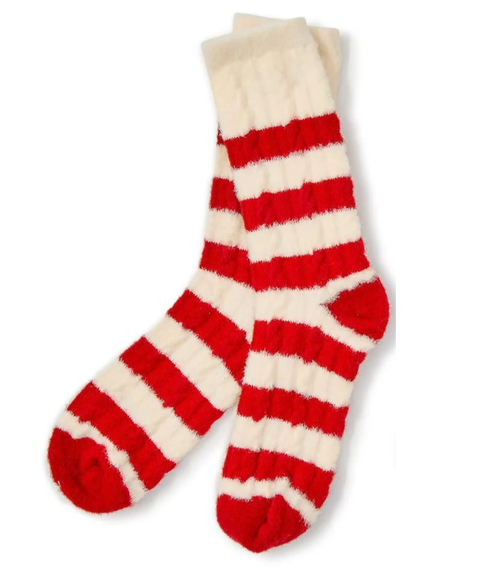 White & Red Stripe Sock
